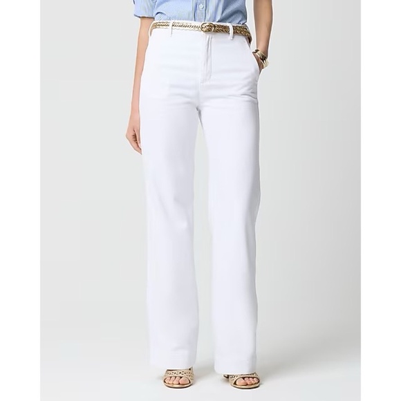 NWT!! J. CREW Factory White Drapey Denim Trousers Jeans High Waist Size 28 - Picture 1 of 13